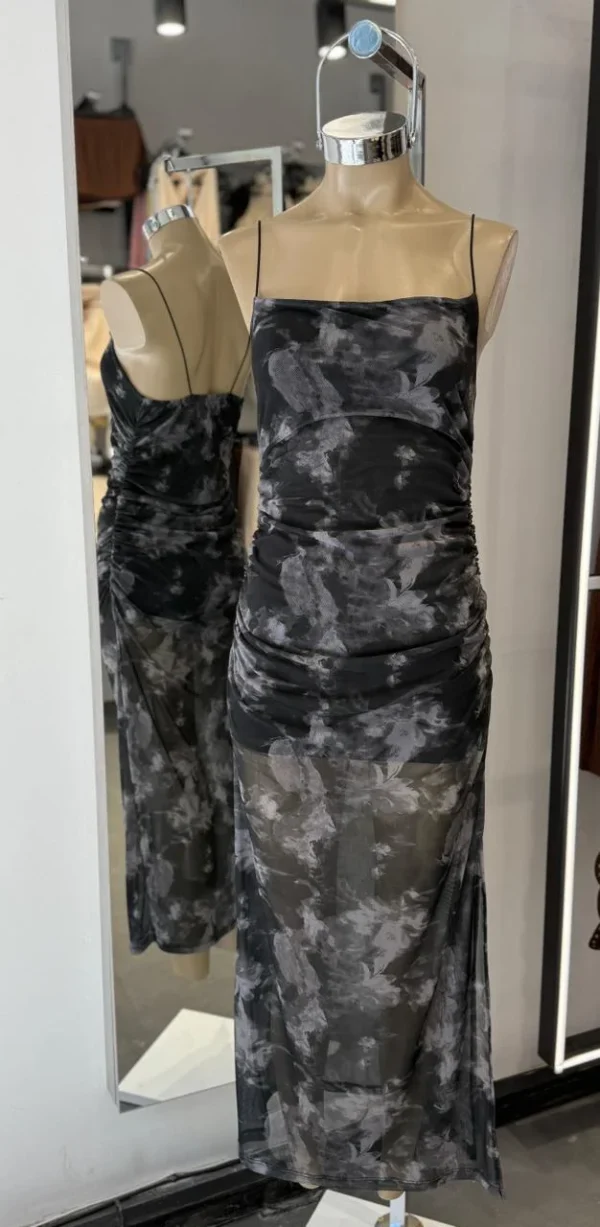 VESTIDO TUL LARGO FRUNCE