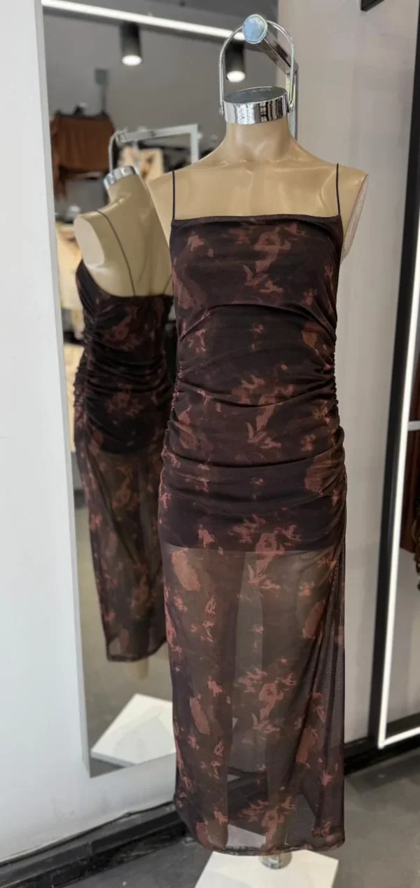 VESTIDO TUL LARGO FRUNCE