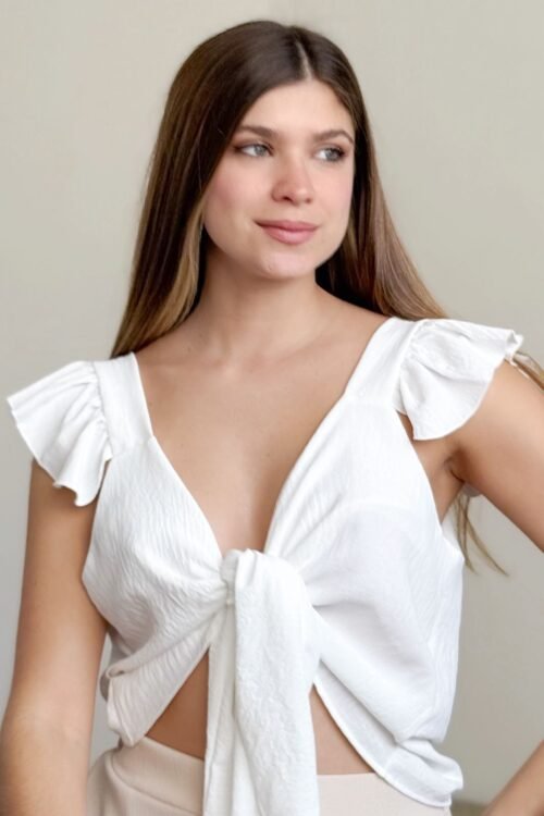 Top Macarena Crep Lino Blanco